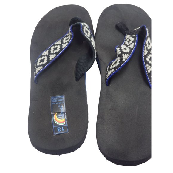 islander Flip Flop Mens Size 13 Black White Geometric Southwest Thong - Picture 1 of 3